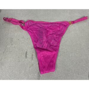 Victoria's Secret Icon Adjustable Monogram Thong Panties Pink Size Large NWT